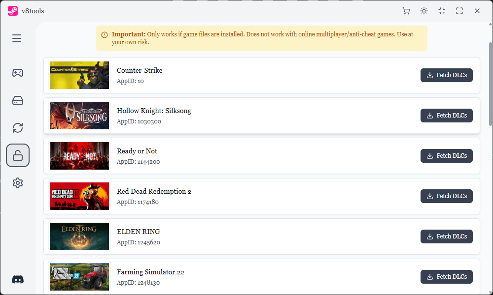 v8tools DLC Unlocker
